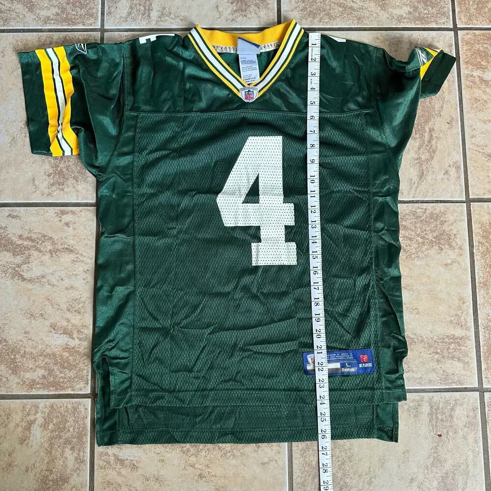 NFL Green Bay Packers Brett Favre Jersey Green On Field‎ Reebok Youth Size Large